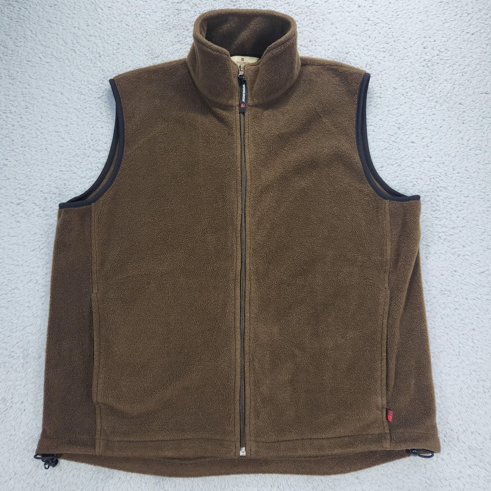 Woolrich Vest Mens Large Brown Fleece Full Zip Outdoor Hiking Trail 18018 Wood